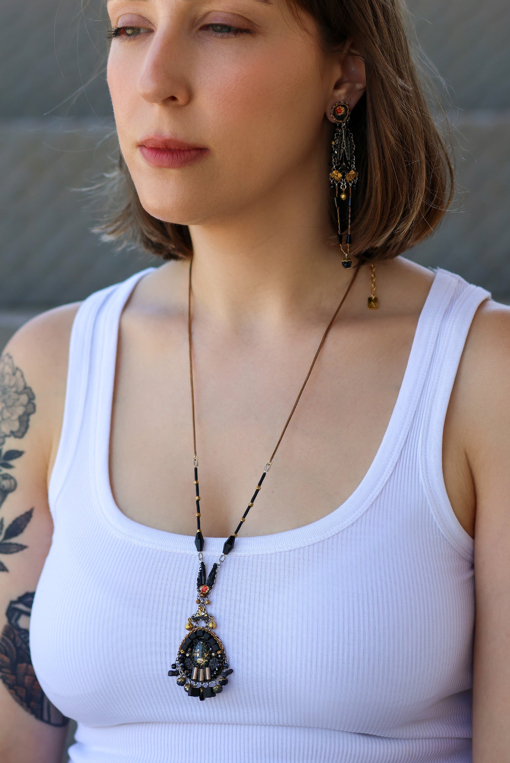 Ayala Bar Jewelry Ayala Bar Obsidian Night Set,Elegant Pendant Necklace,Ember