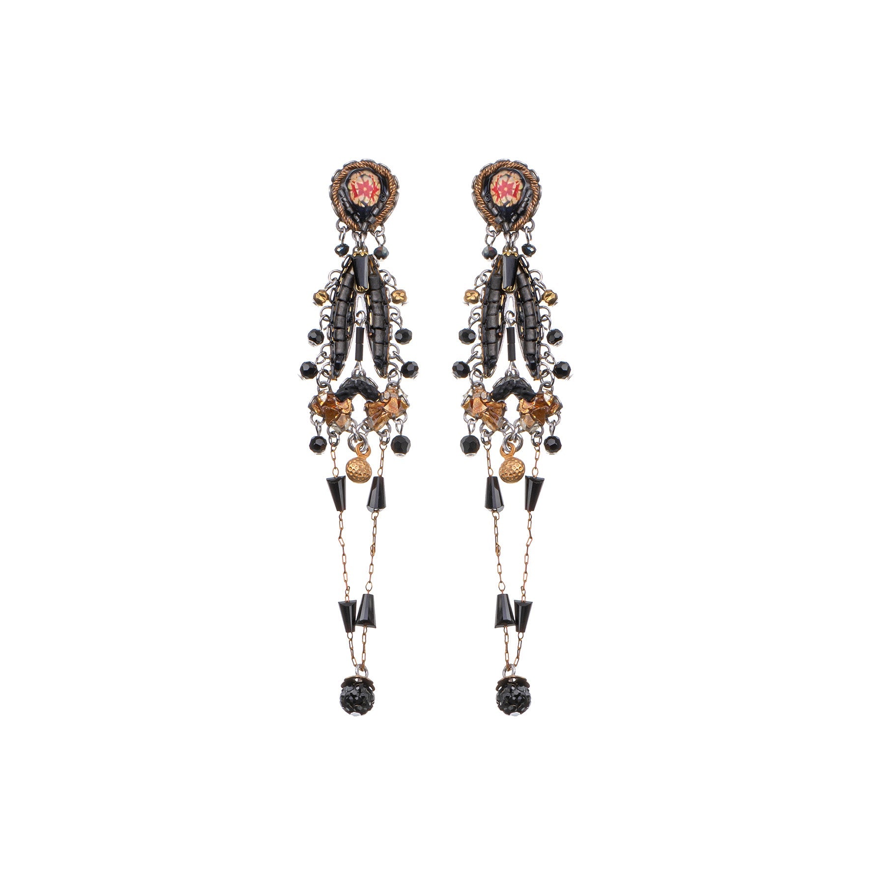 Ayala Bar Jewelry Ayala Bar Obsidian Night Set,Long Dangle Earring, Coal