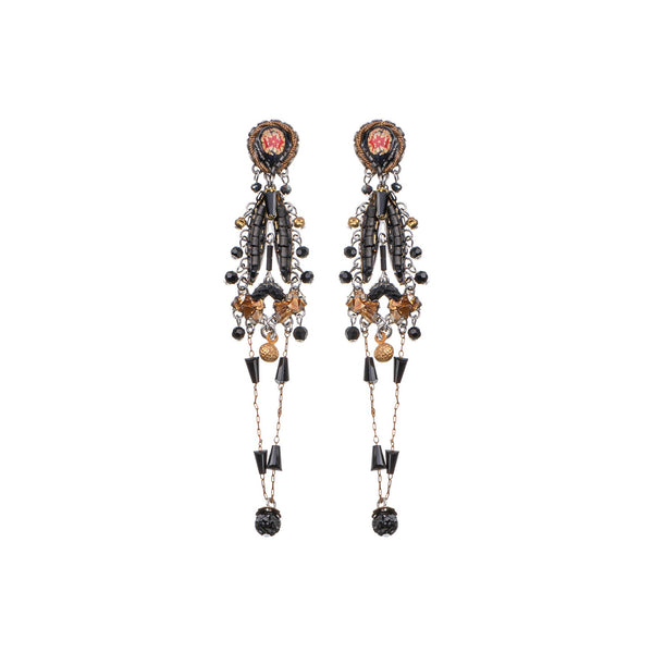 Ayala Bar Jewelry Ayala Bar Obsidian Night Set,Long Dangle Earring, Coal