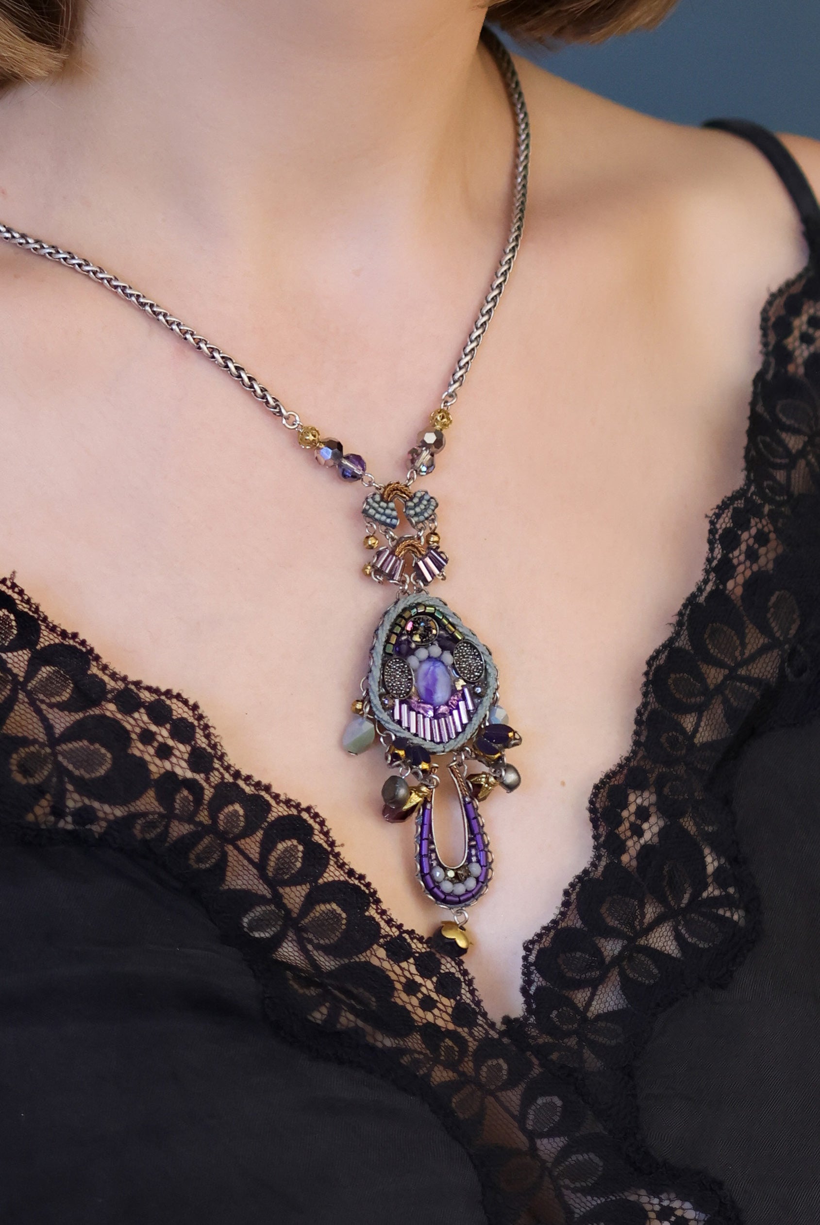 Ayala Bar Jewelry Ayala Bar Purple Passion Set,Beaded Pendant Necklace,Virtue