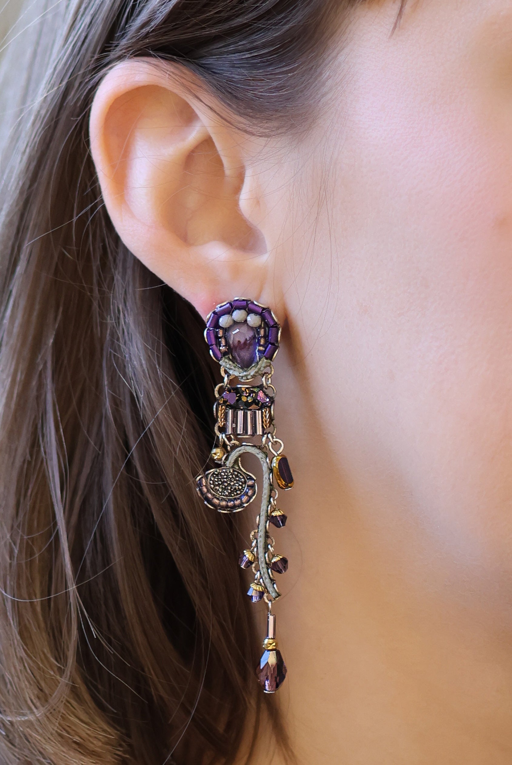 Ayala Bar Jewelry Ayala Bar Purple Passion Set,Long Beaded Earring,Takara