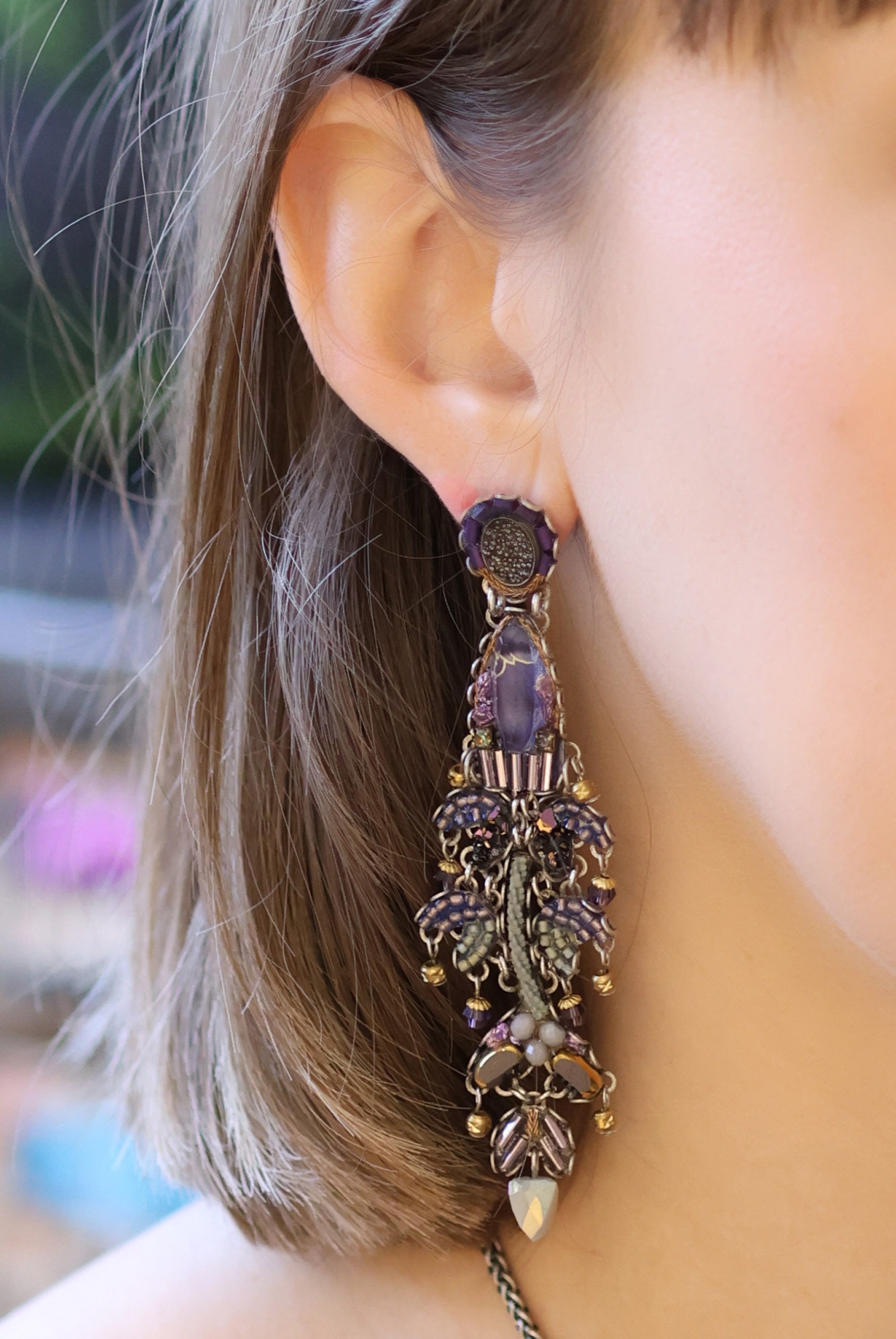 Ayala Bar Jewelry Ayala Bar Purple Passion Set,Long Statement Earring,Essence