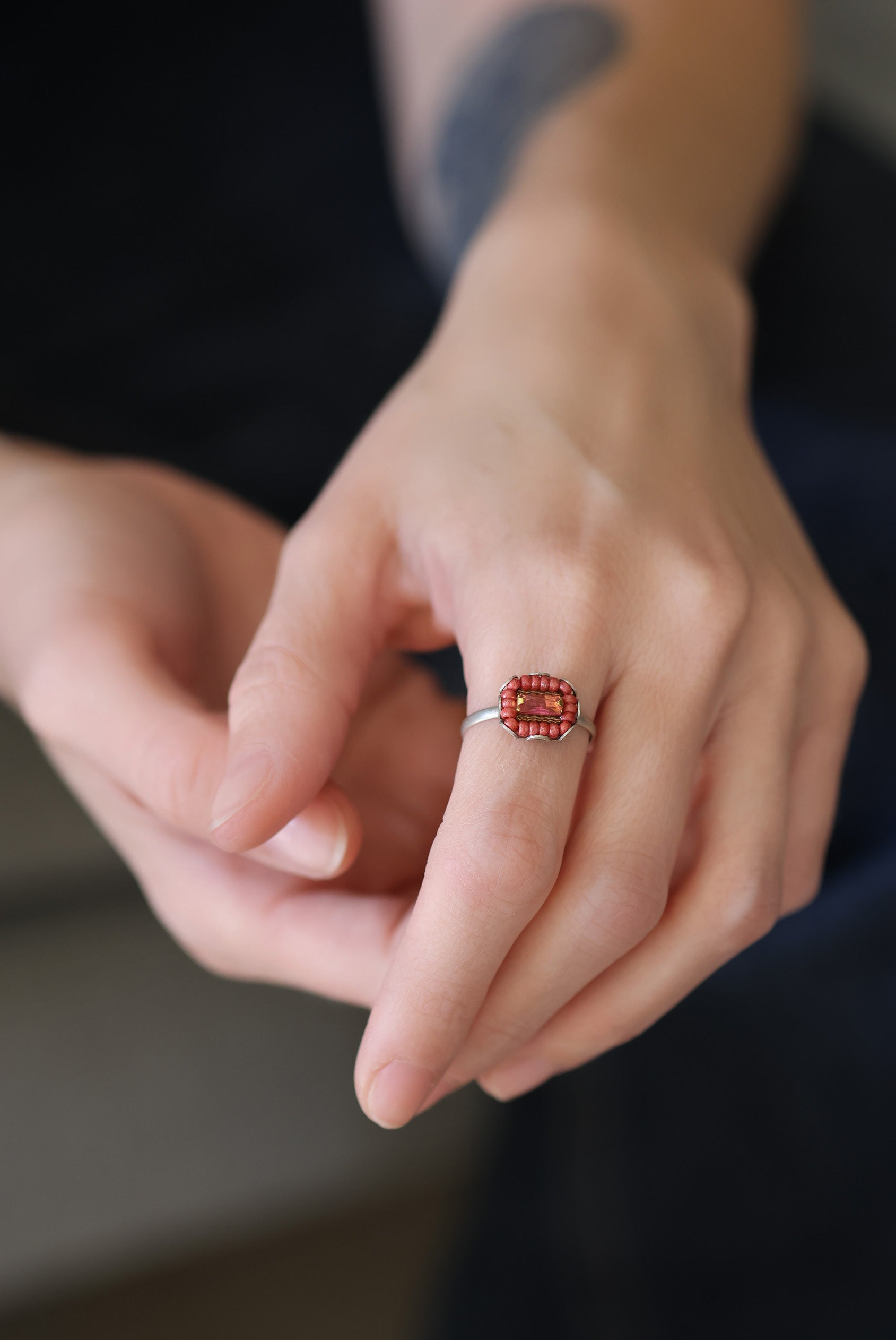 Ayala Bar Jewelry Ayala Bar Scarlet Bloom Set,Beaded Ring, Hush