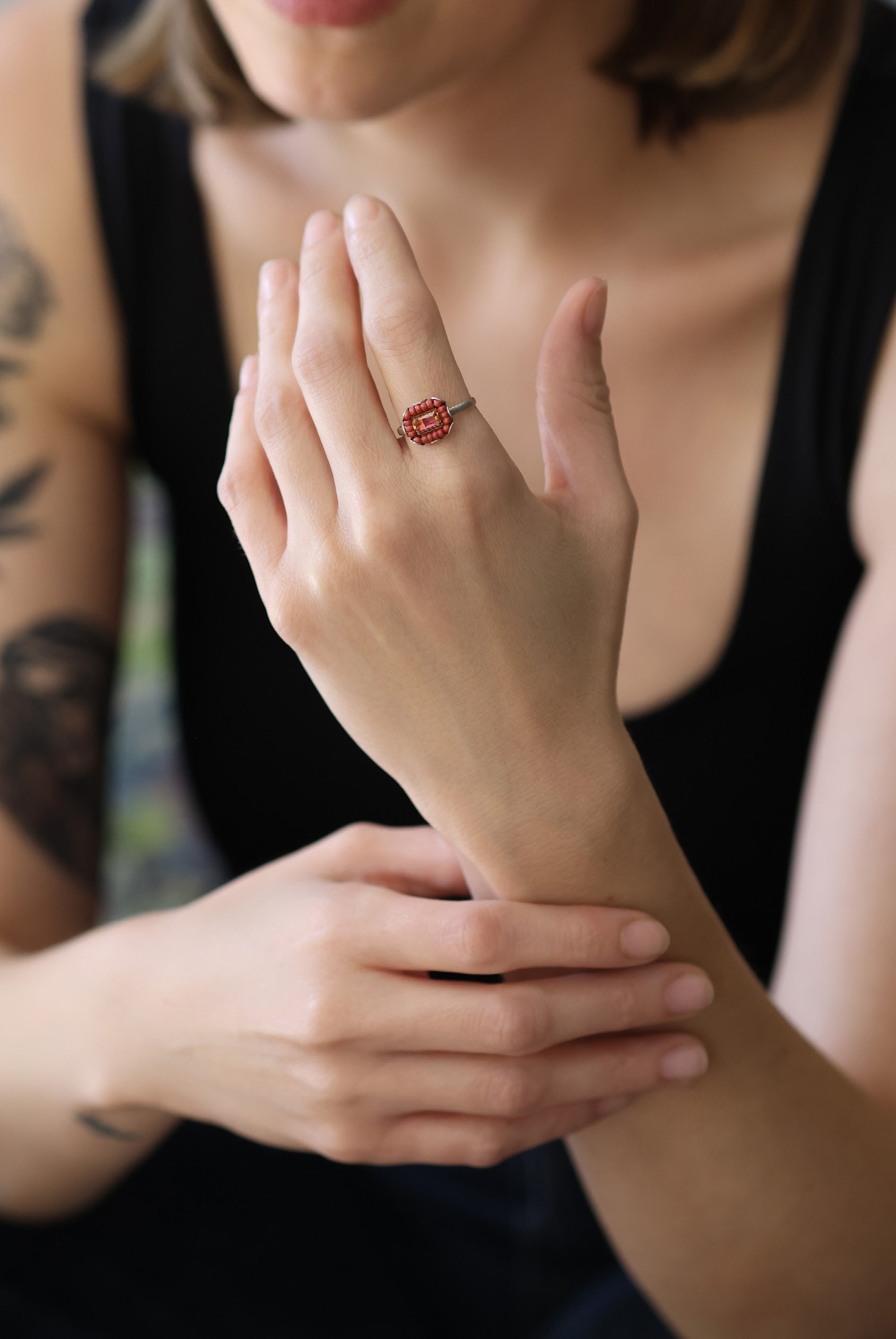 Ayala Bar Jewelry Ayala Bar Scarlet Bloom Set,Beaded Ring, Hush