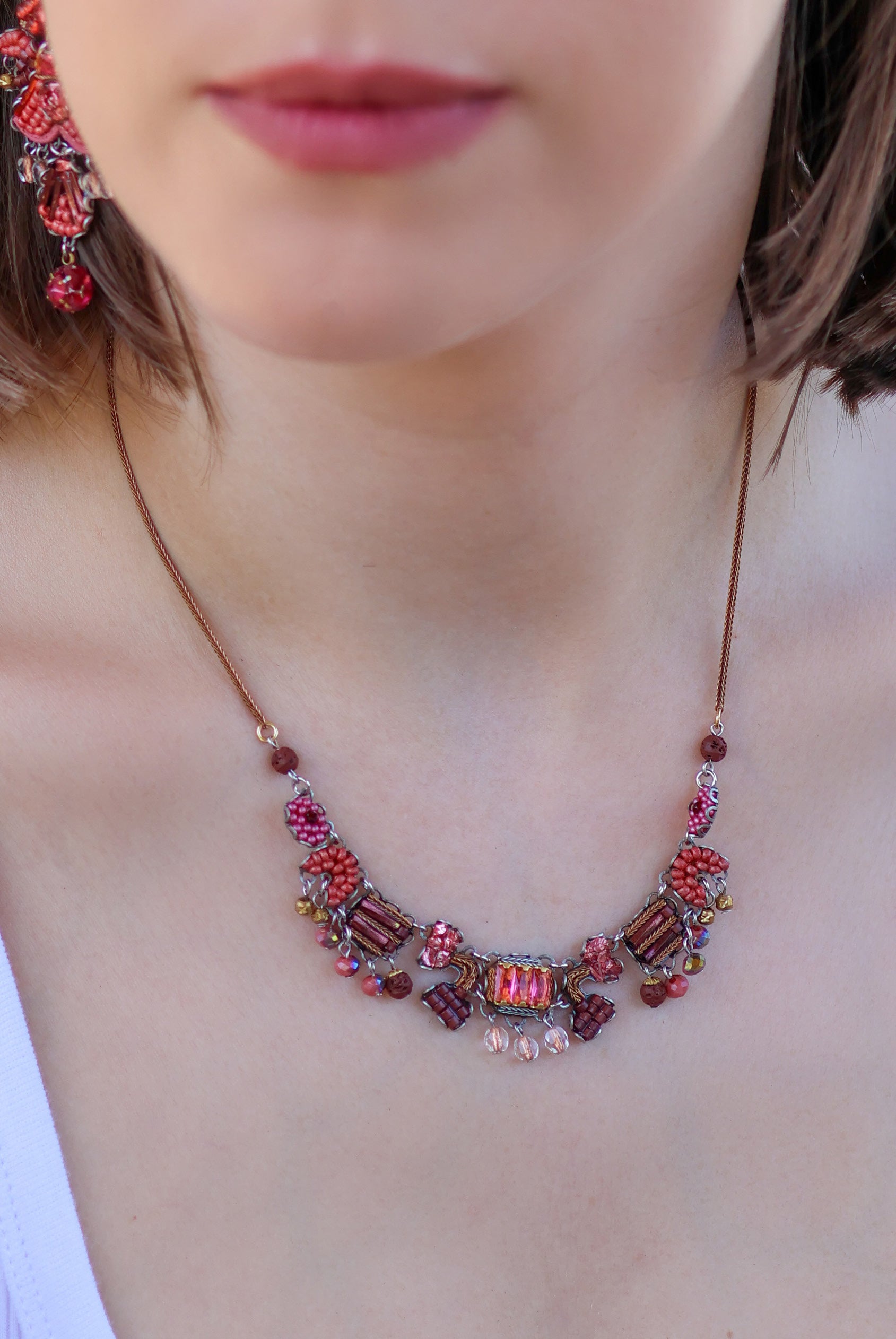Ayala Bar Jewelry Ayala Bar Scarlet Bloom Set,Delicate Necklace, Sakina