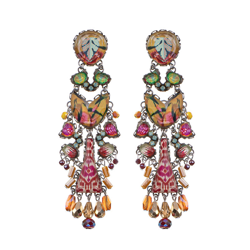 Ayala Bar Jewelry Ayala Bar Sunflower Surprise Set, Colorful Glass Long Earrings, Ambe