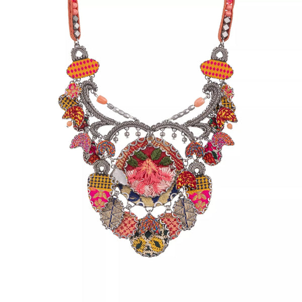 Ayala Bar Jewelry Ayalar Bar Orange Flower Necklace Embroidered Dream Set, Flora
