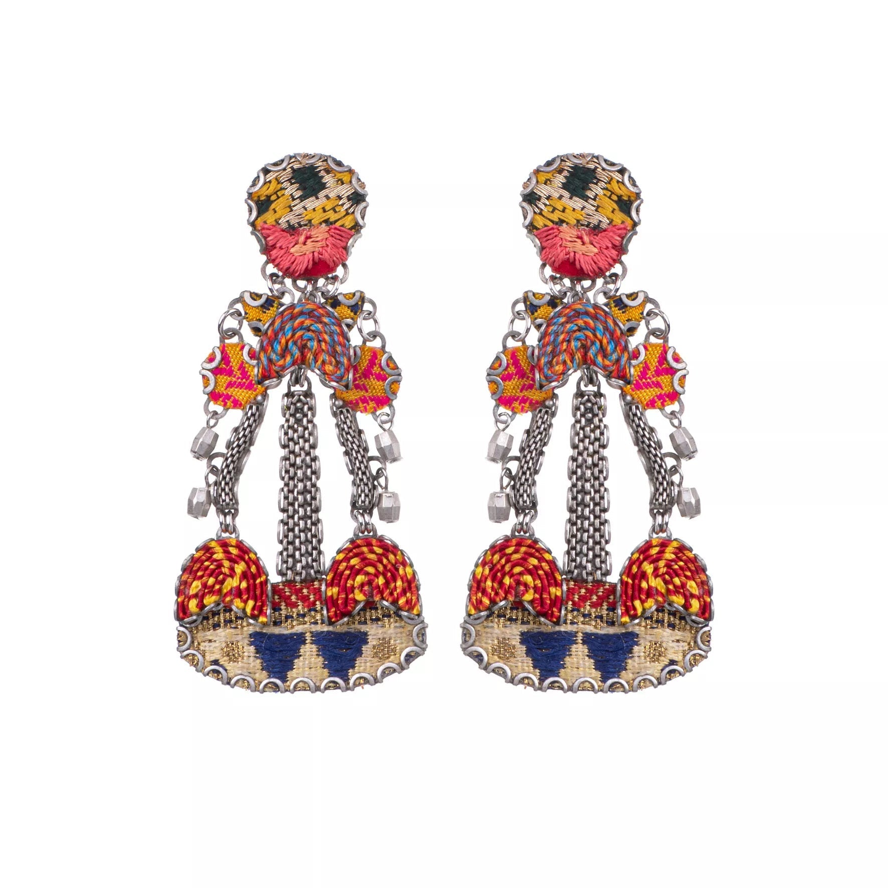 Ayala Bar Jewelry Ayalar Bar Orange Long Earrings Embroidered Dream Set, Solene