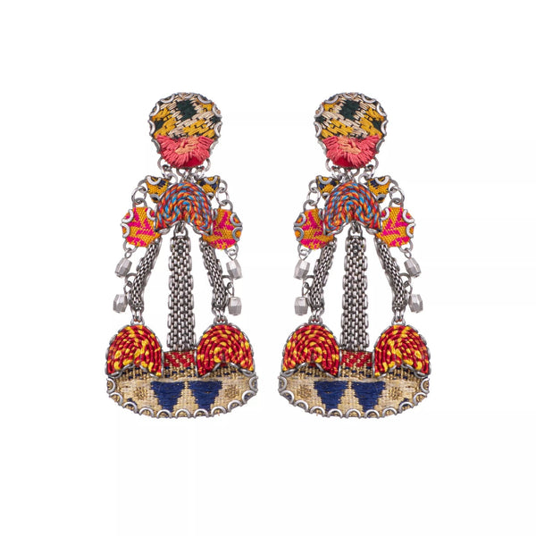 Ayala Bar Jewelry Ayalar Bar Orange Long Earrings Embroidered Dream Set, Solene