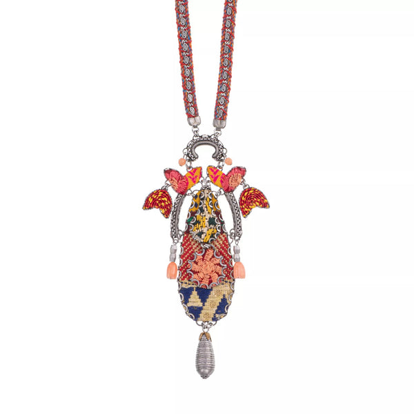 Ayala Bar Jewelry Ayalar Bar Orange Long Necklace Embroidered Dream Set, Lily