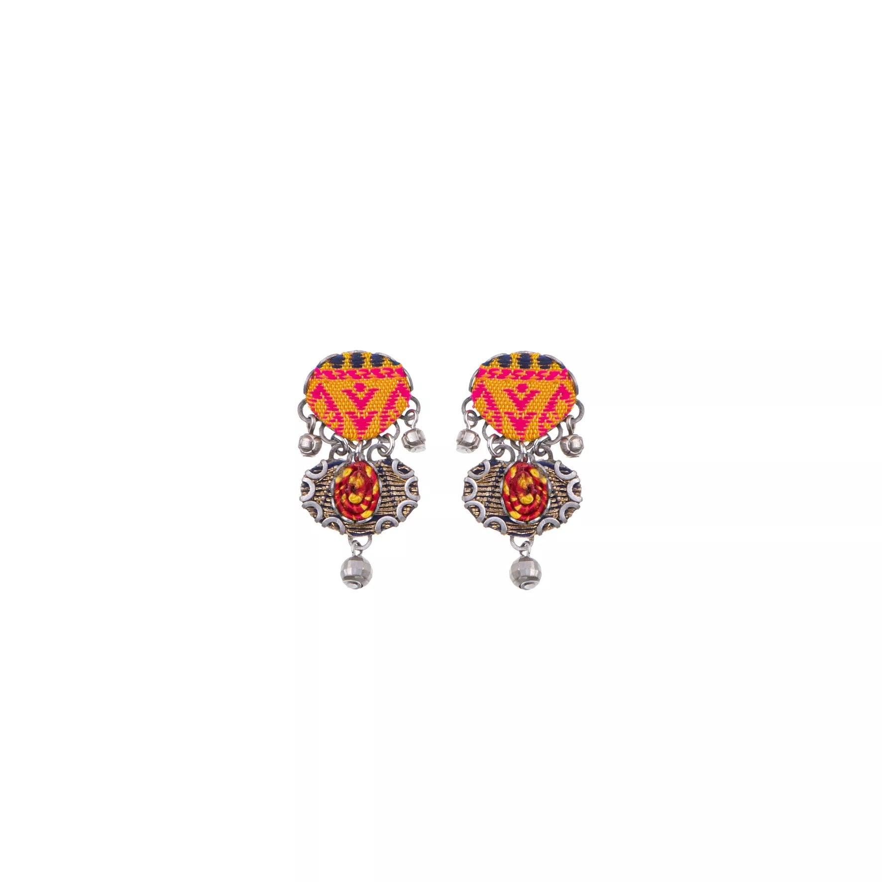 Ayala Bar Jewelry Ayalar Bar Orange Small Earrings Embroidered Dream Set, Savita