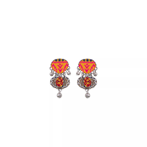 Ayala Bar Jewelry Ayalar Bar Orange Small Earrings Embroidered Dream Set, Savita