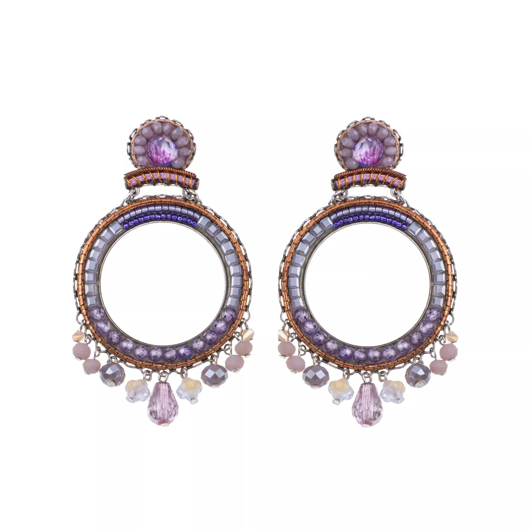 Ayala Bar Jewelry Ayalar Bar Purple Hoop Earrings Plum Blossom Set, Aylin