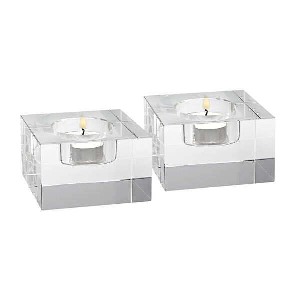 Badash Crystal Giftware Dakota Crystal Block Pair of T-lite Holders H2 x L3