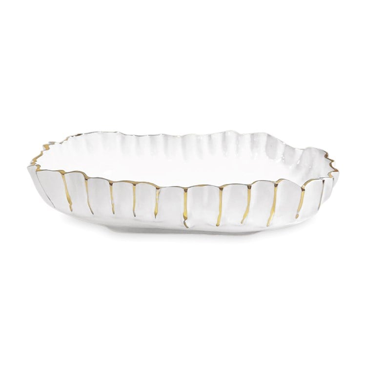 Beatriz Ball THANNI Mystic Large Oval Bowl (White and Gold)