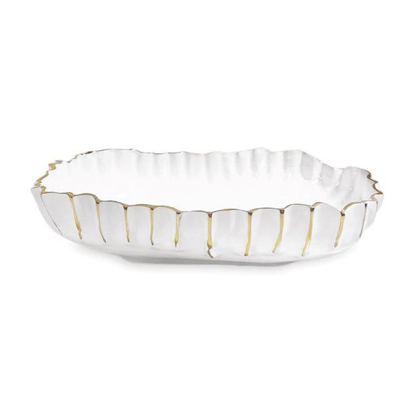 Beatriz Ball THANNI Mystic Large Oval Bowl (White and Gold)