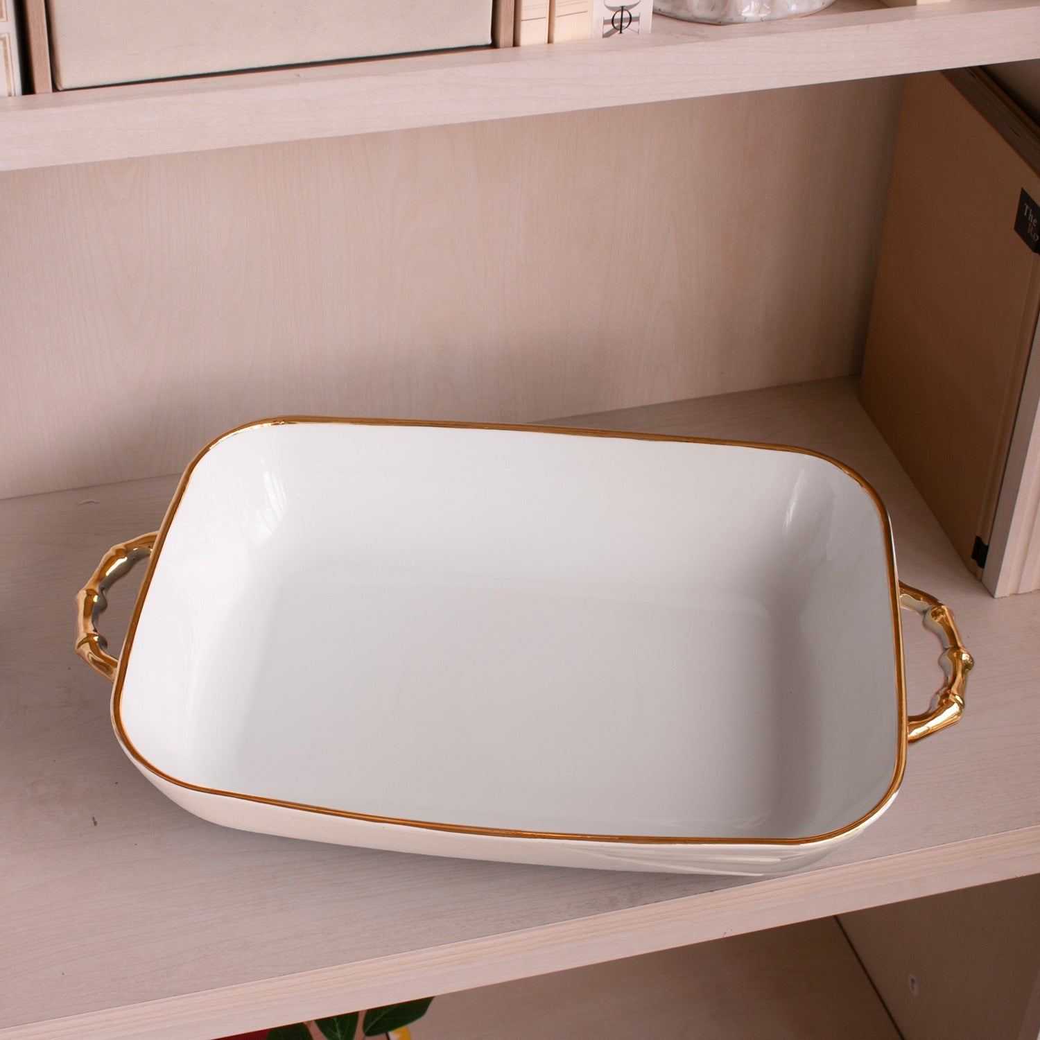 Beatriz Ball Serveware Beatriz Ball CERAMIC Bambu Rectangular Casserole (Cream & White)
