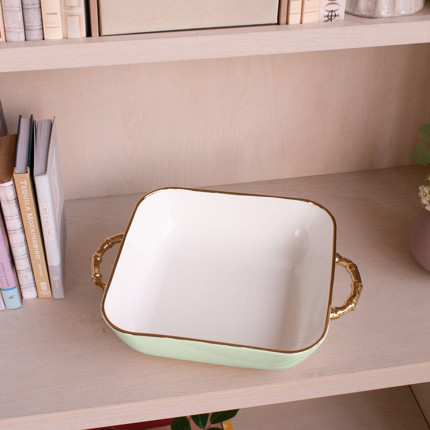 Beatriz Ball Serveware Beatriz Ball CERAMIC Bambu Rectangular Casserole (Pistachio & White)