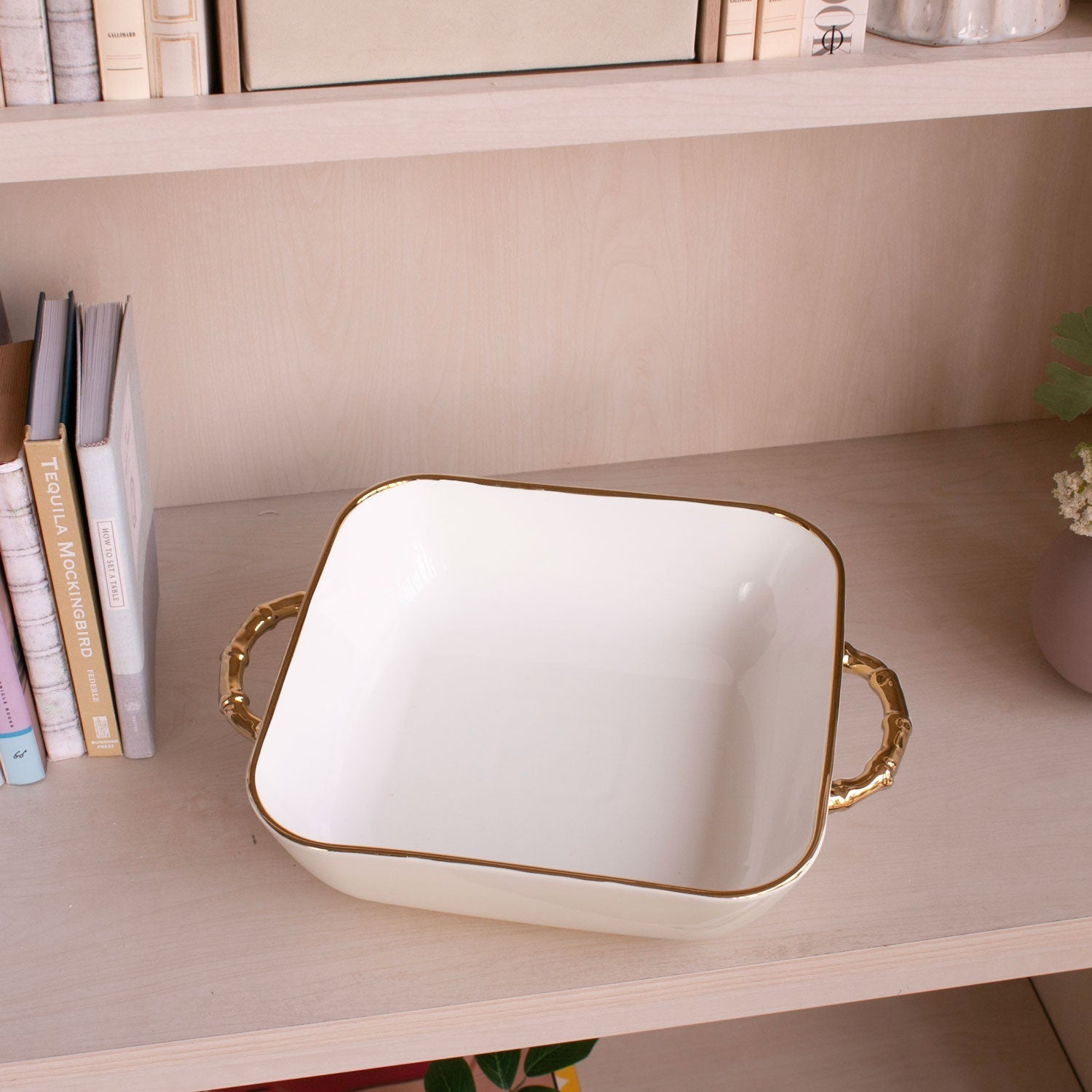Beatriz Ball Serveware Beatriz Ball CERAMIC Bambu Square Casserole (Cream & White)