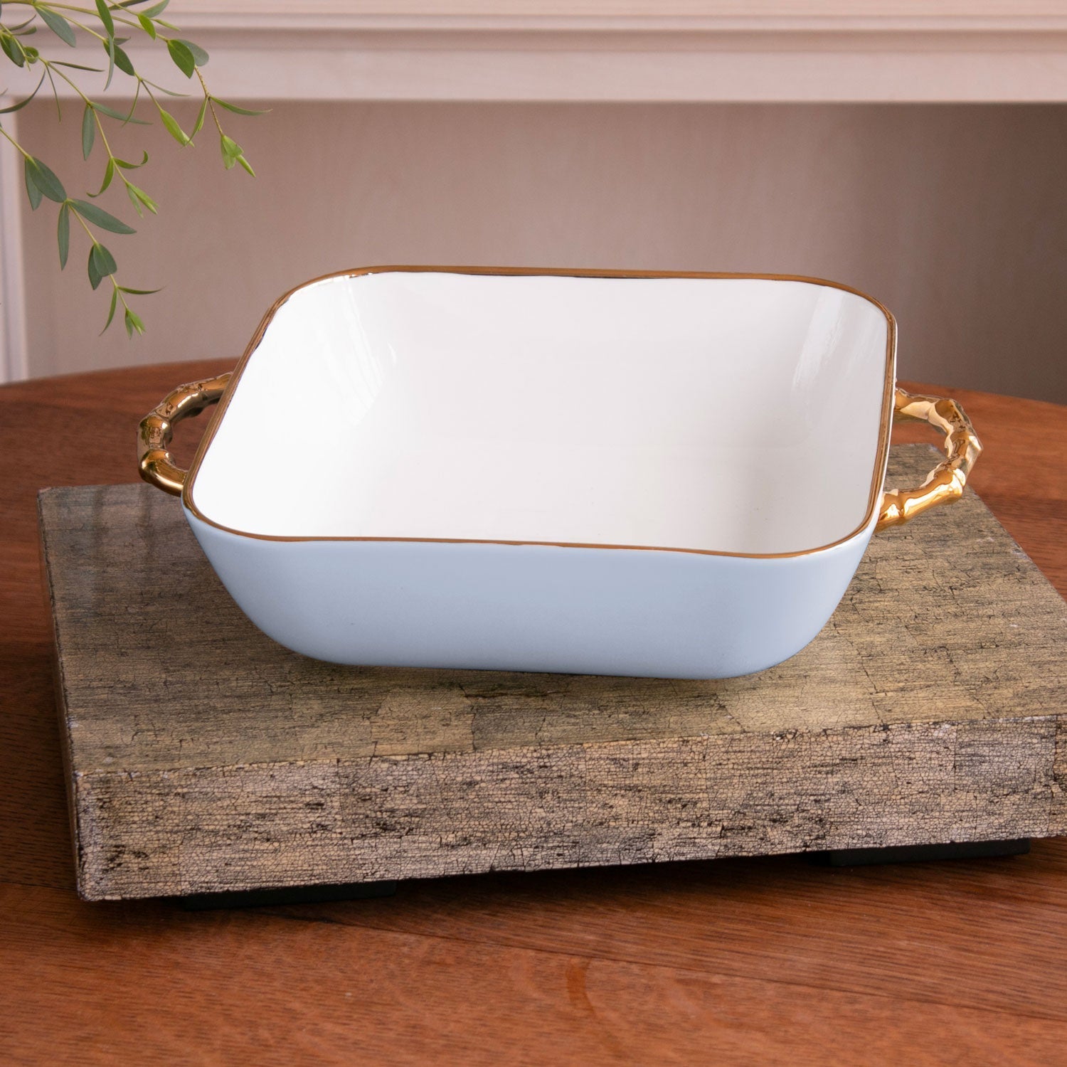 Beatriz Ball Serveware Beatriz Ball CERAMIC Bambu Square Casserole (Periwinkle & White)