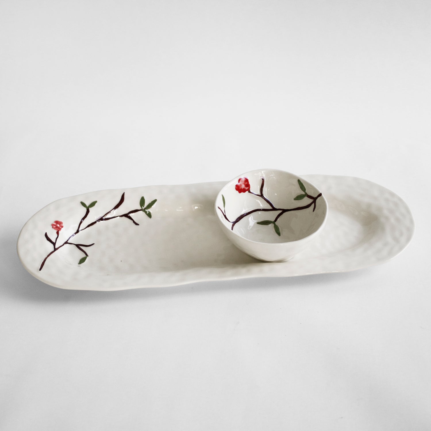 Beatriz Ball Serveware Beatriz Ball CERAMIC Bird on Branch Medium Oval Platter (Multi)