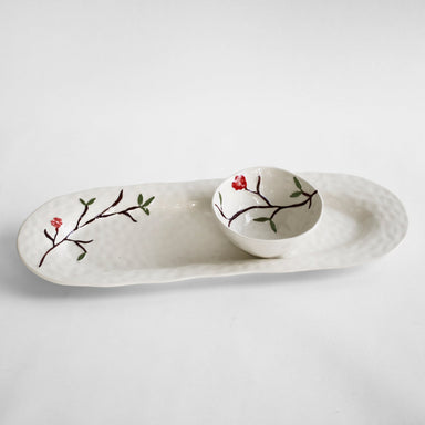 Beatriz Ball Serveware Beatriz Ball CERAMIC Bird on Branch Medium Oval Platter (Multi)