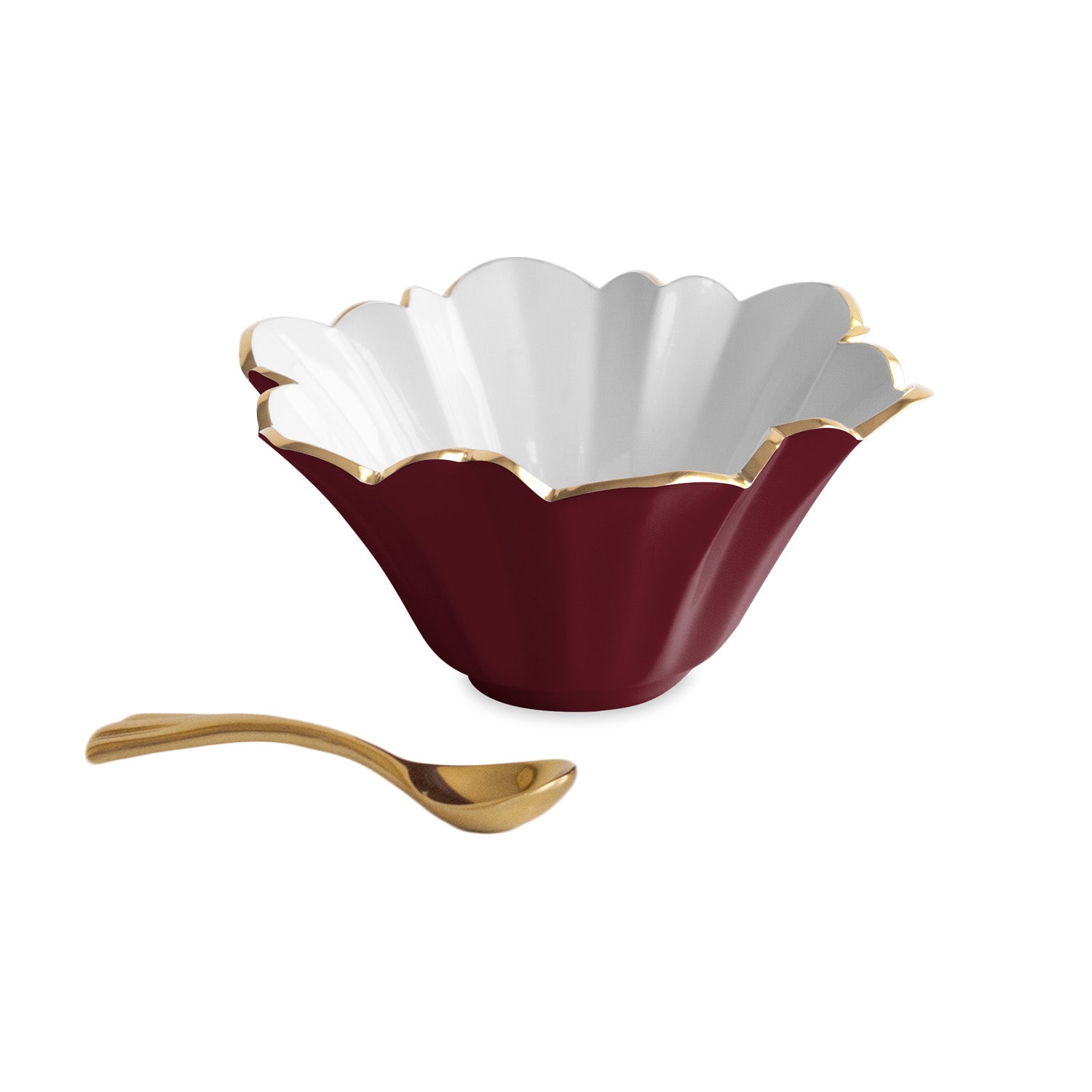 Beatriz Ball Giftware Beatriz Ball ENCANTO Avril Small Bowl w/spoon (Bordeaux and White)