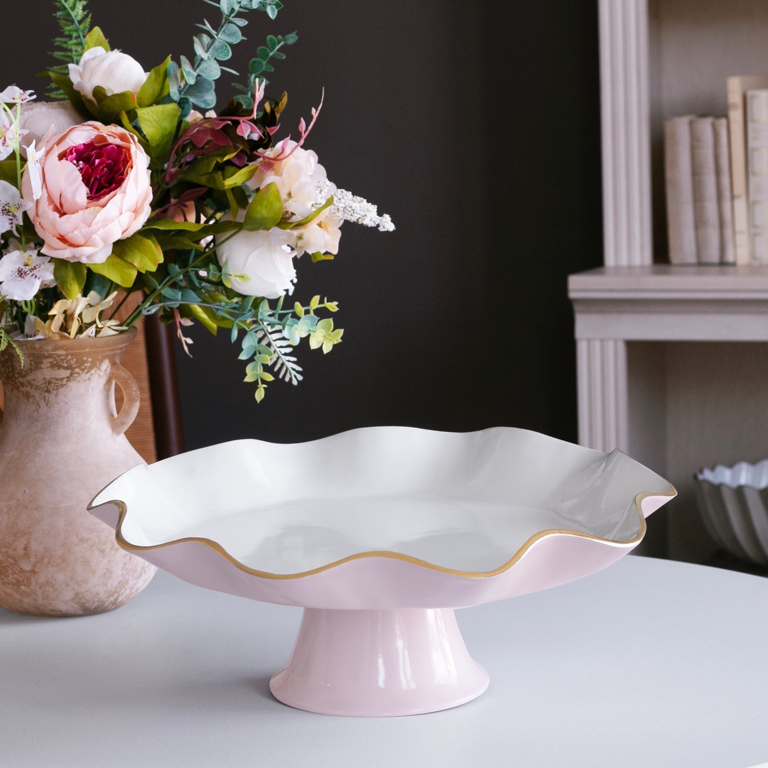 Beatriz Ball Serveware Beatriz Ball ENCANTO Carola Pedestal Cake Plate (Camellia and White)
