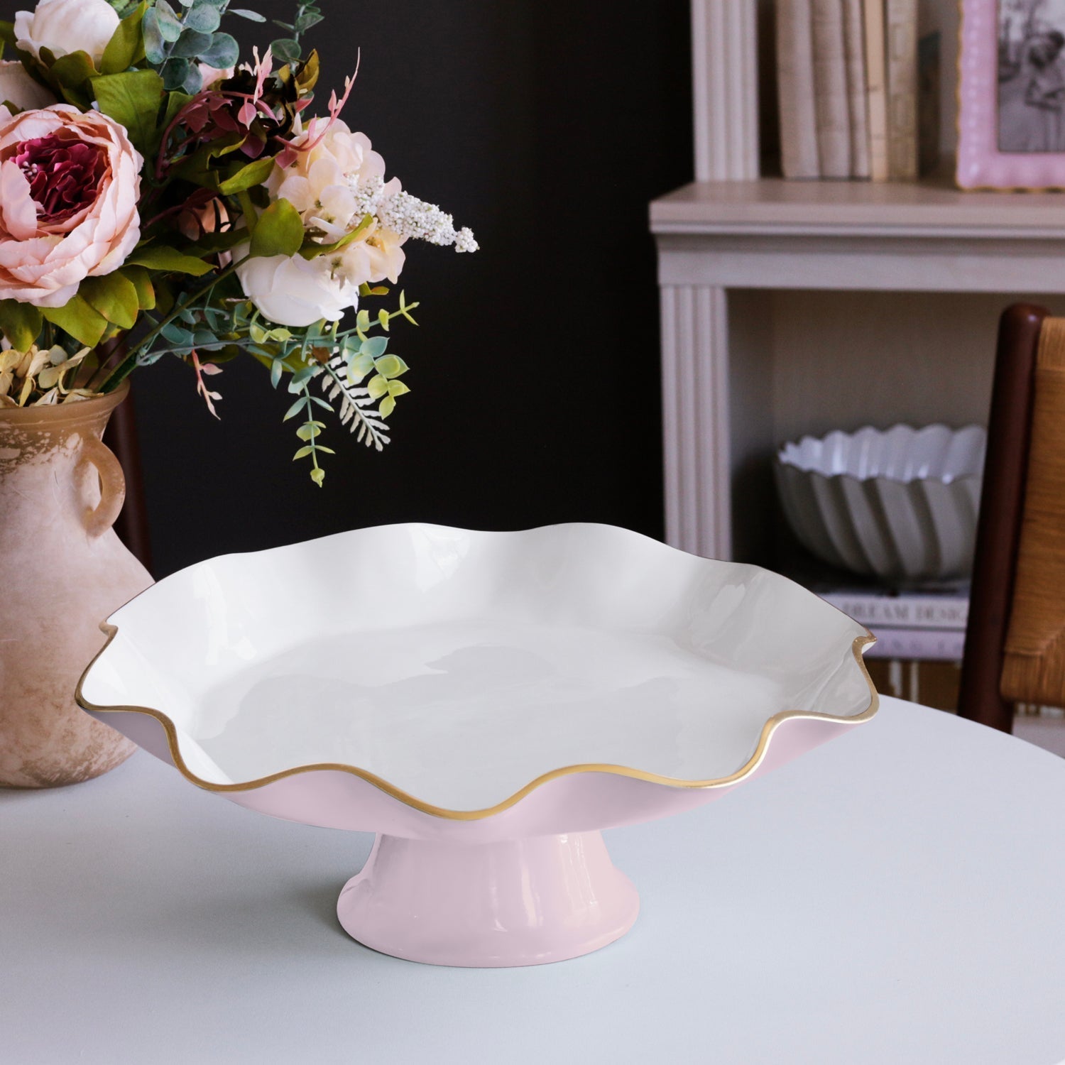 Beatriz Ball Serveware Beatriz Ball ENCANTO Carola Pedestal Cake Plate (Camellia and White)