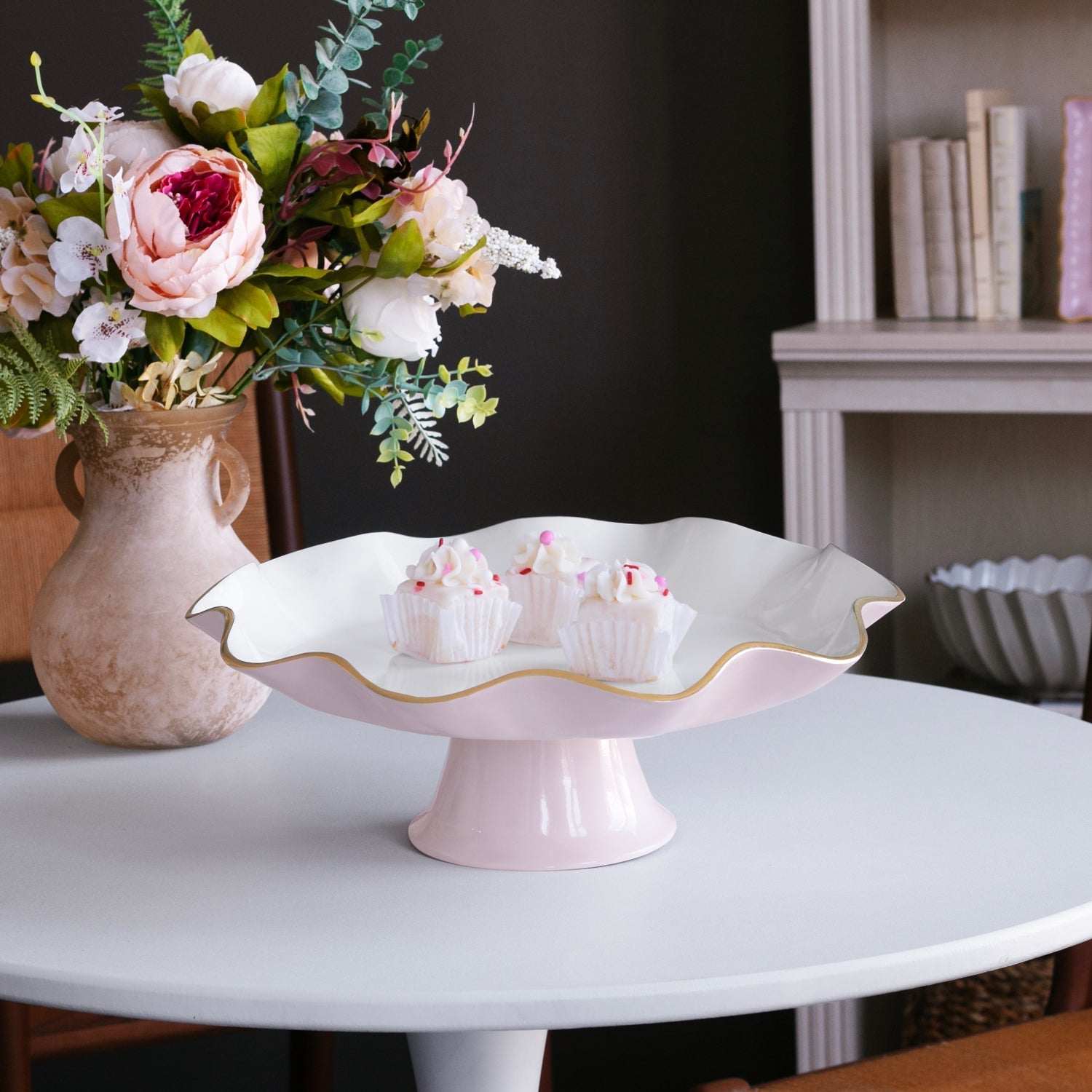 Beatriz Ball Serveware Beatriz Ball ENCANTO Carola Pedestal Cake Plate (Camellia and White)