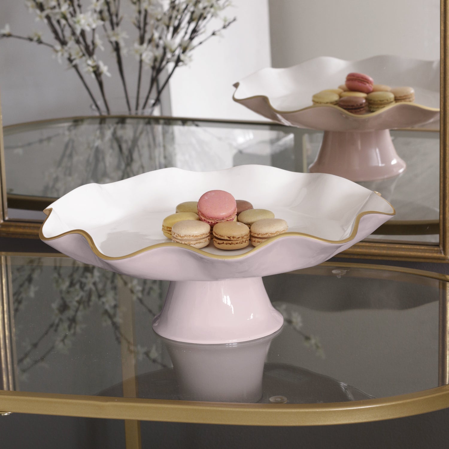 Beatriz Ball Serveware Beatriz Ball ENCANTO Carola Pedestal Cake Plate (Camellia and White)