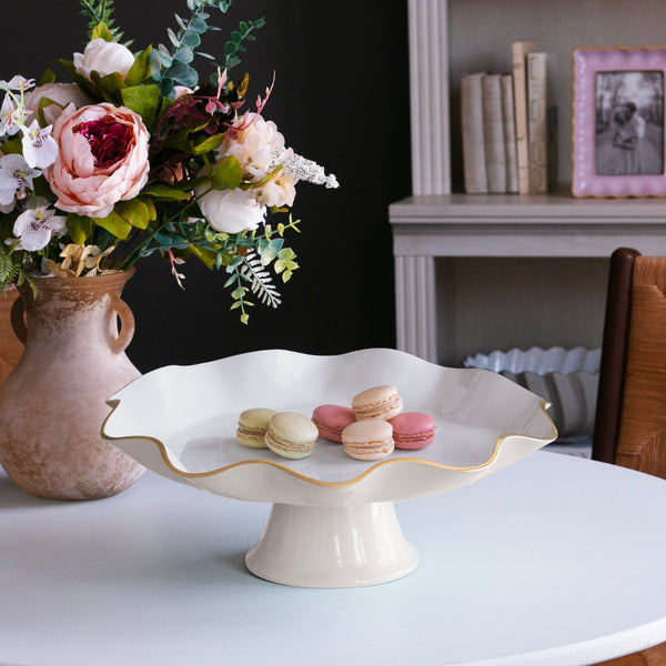 Beatriz Ball Serveware Beatriz Ball ENCANTO Carola Pedestal Cake Plate (Cream and White)