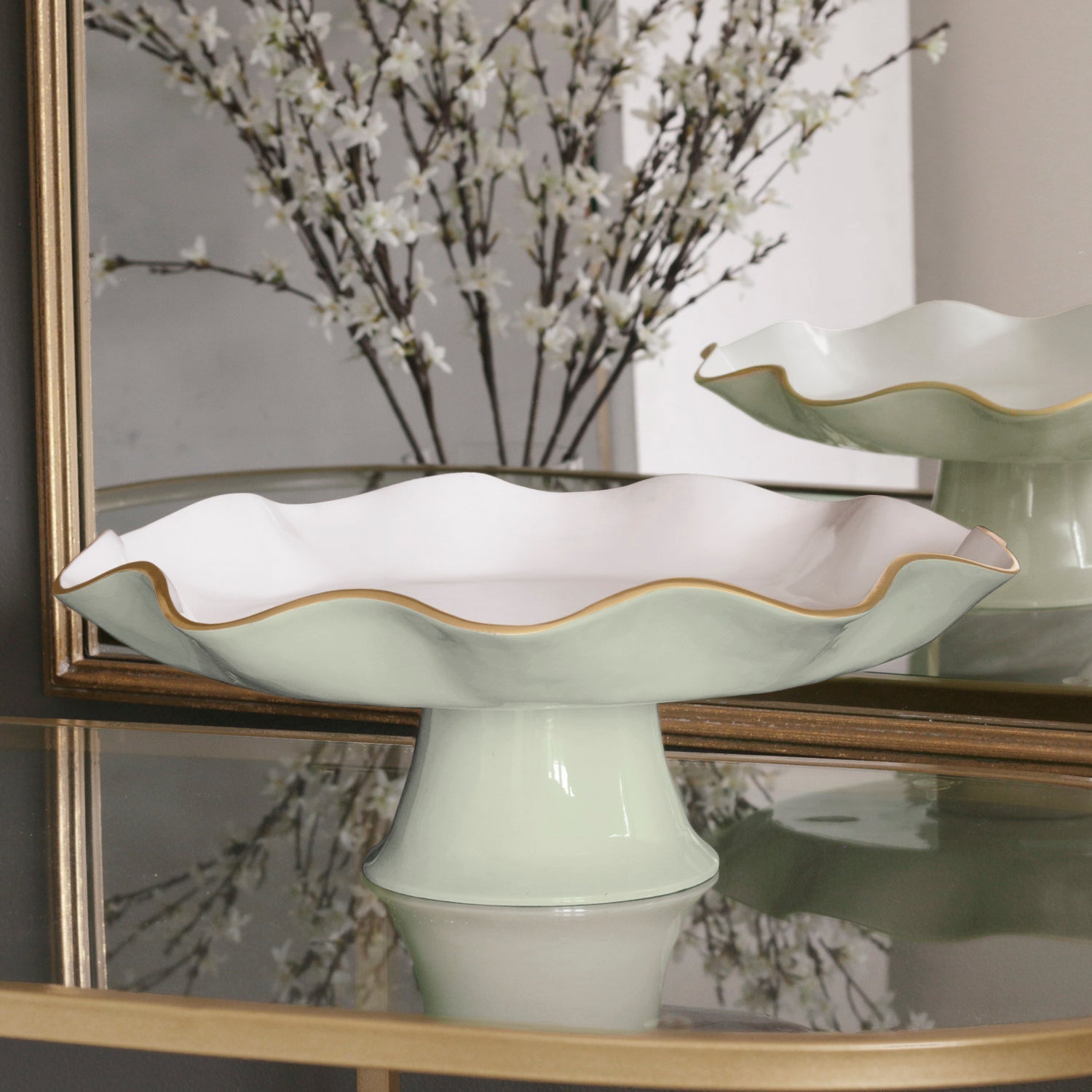 Beatriz Ball Serveware Beatriz Ball ENCANTO Carola Pedestal Cake Plate (Pistachio and White)