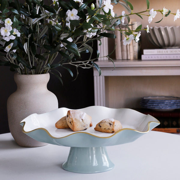 Beatriz Ball Serveware Beatriz Ball ENCANTO Carola Pedestal Cake Plate (Slate and White)
