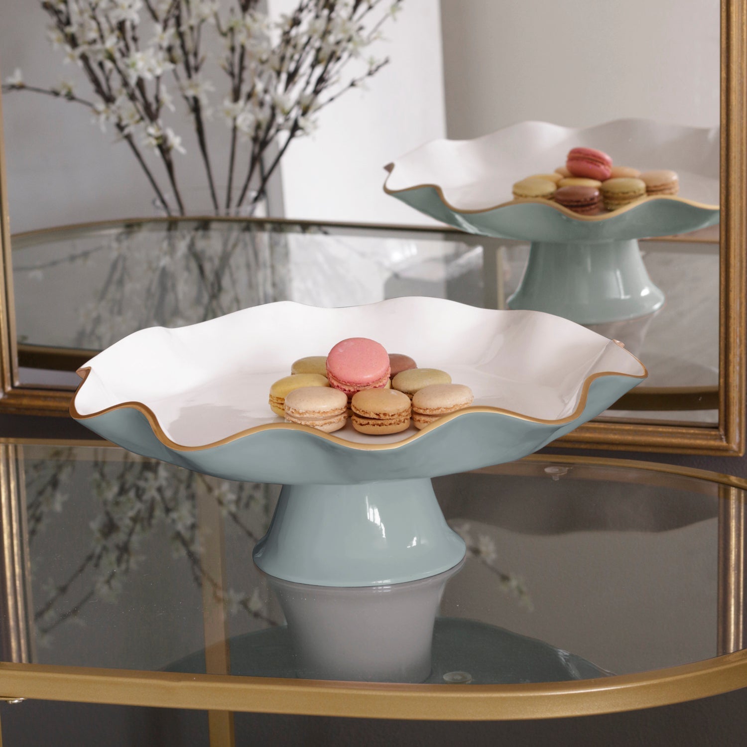 Beatriz Ball Serveware Beatriz Ball ENCANTO Carola Pedestal Cake Plate (Slate and White)