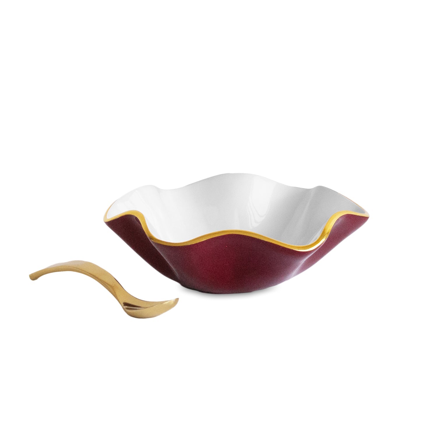 Beatriz Ball Giftware Beatriz Ball ENCANTO Carola Small Round Bowl w/spoon (Bordeaux and White)