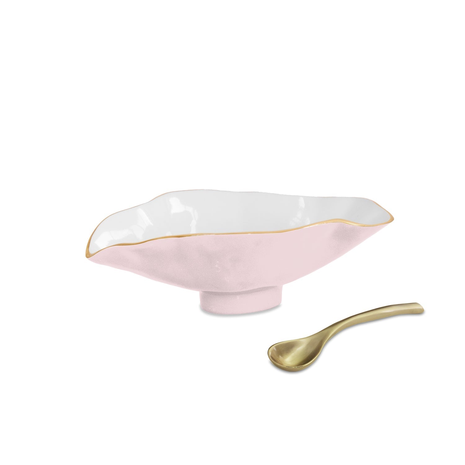 Beatriz Ball Serveware Beatriz Ball ENCANTO Claire Small Oval Bowl with Spoon (Camellia, White and Gold)