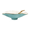 Beatriz Ball Serveware Beatriz Ball ENCANTO Claire Small Oval Bowl with Spoon (Turquoise, White and Gold)