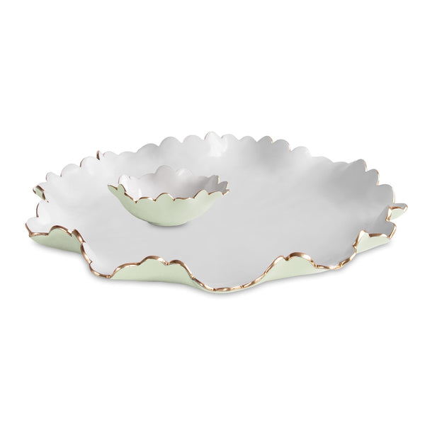 Beatriz Ball Serveware Beatriz Ball ENCANTO Colette Large Chip and Dip (Pistachio and White)