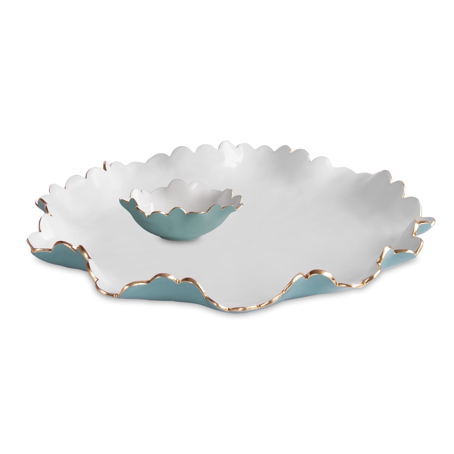 Beatriz Ball Serveware Beatriz Ball ENCANTO Colette Large Chip and Dip (Turquoise and White)