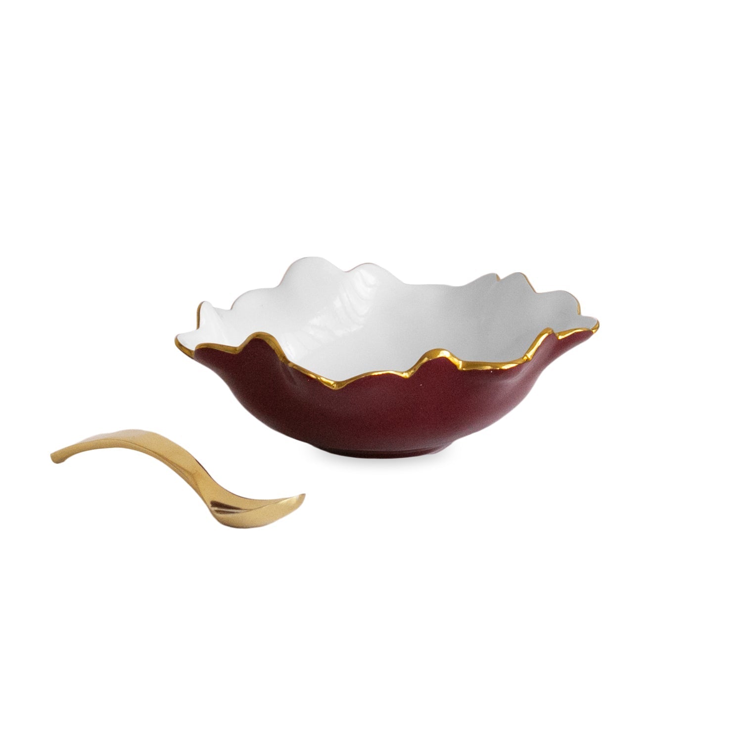 Beatriz Ball Giftware Beatriz Ball ENCANTO Colette Mini Bowl w/spoon (Bordeaux and White)