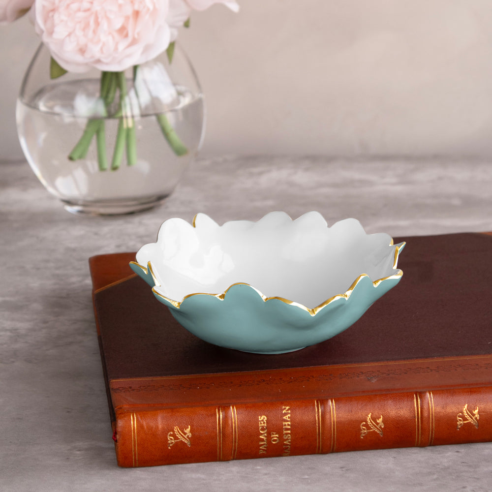 Beatriz Ball Serveware Beatriz Ball ENCANTO Colette Mini Round Bowl  (Turquoise and White)