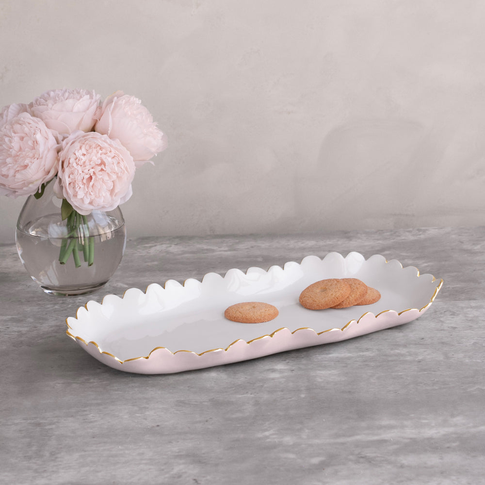 Beatriz Ball Serveware Beatriz Ball ENCANTO Colette Oblong Tray (Camellia and White)