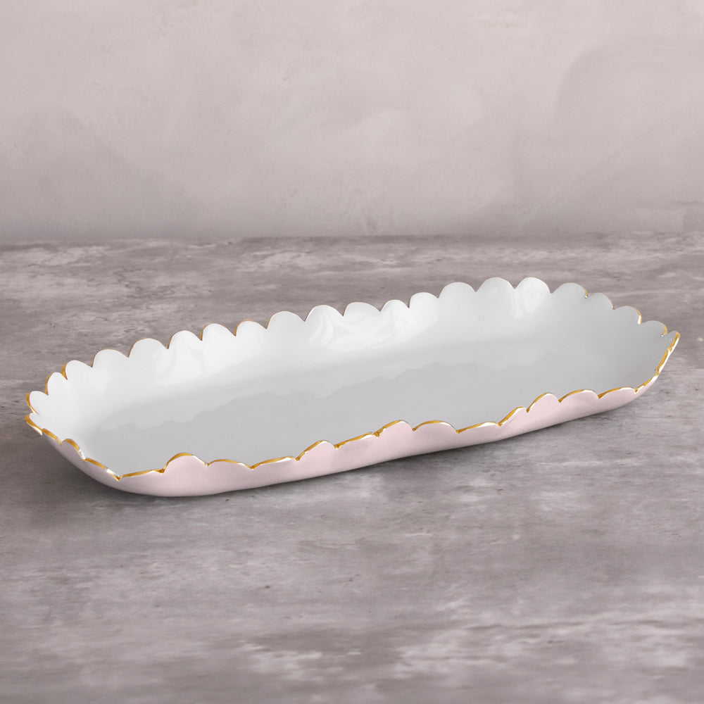 Beatriz Ball Serveware Beatriz Ball ENCANTO Colette Oblong Tray (Camellia and White)