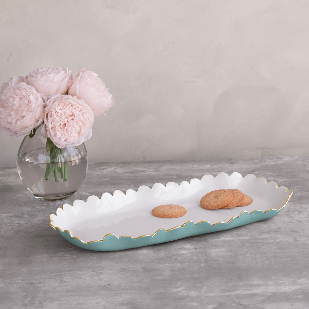 Beatriz Ball Serveware Beatriz Ball ENCANTO Colette Oblong Tray (Turquoise and White)