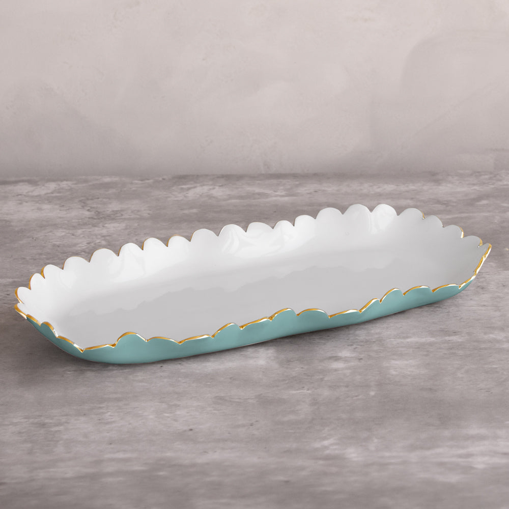 Beatriz Ball Serveware Beatriz Ball ENCANTO Colette Oblong Tray (Turquoise and White)