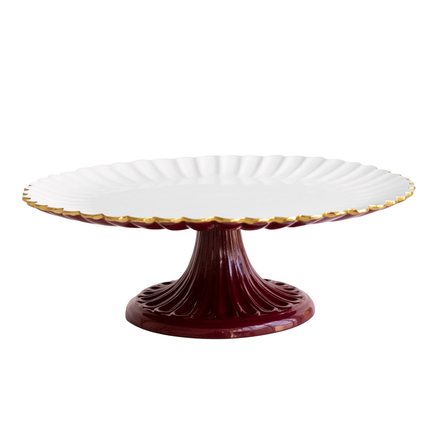 Beatriz Ball Giftware Beatriz Ball ENCANTO Vienna Pedestal Cake Plate (Bordeaux and White)