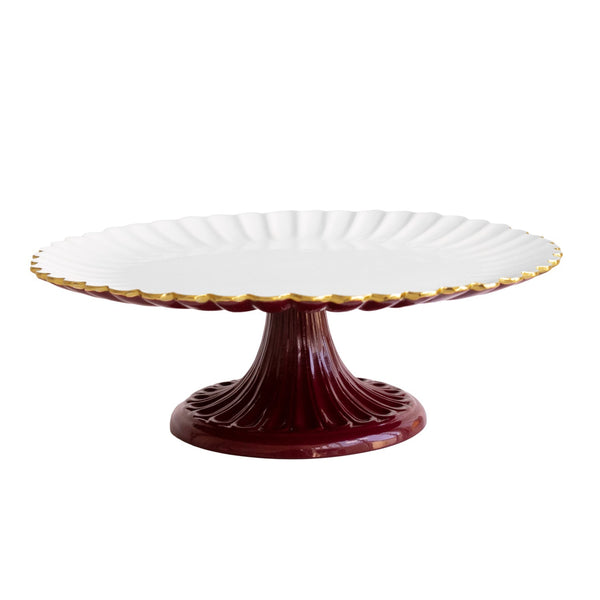 Beatriz Ball Giftware Beatriz Ball ENCANTO Vienna Pedestal Cake Plate (Bordeaux and White)
