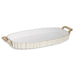 Beatriz Ball Servware Beatriz Ball ENCANTO Vintage Fluted Oval Tray with Handles Cream and White