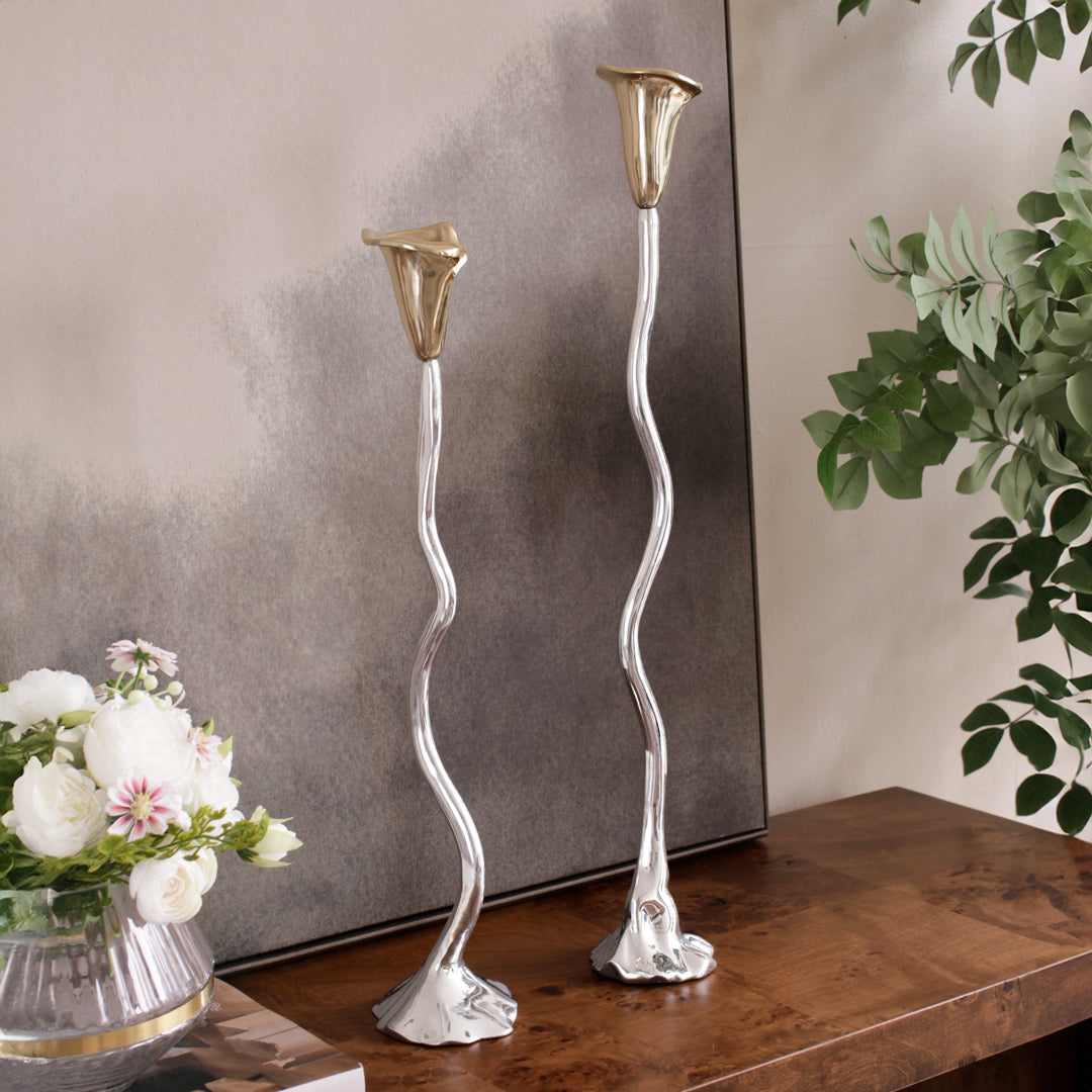 Beatriz Ball Giftware Beatriz Ball GARDEN Tulip Candlestick Holder 19" with Gold Tulip